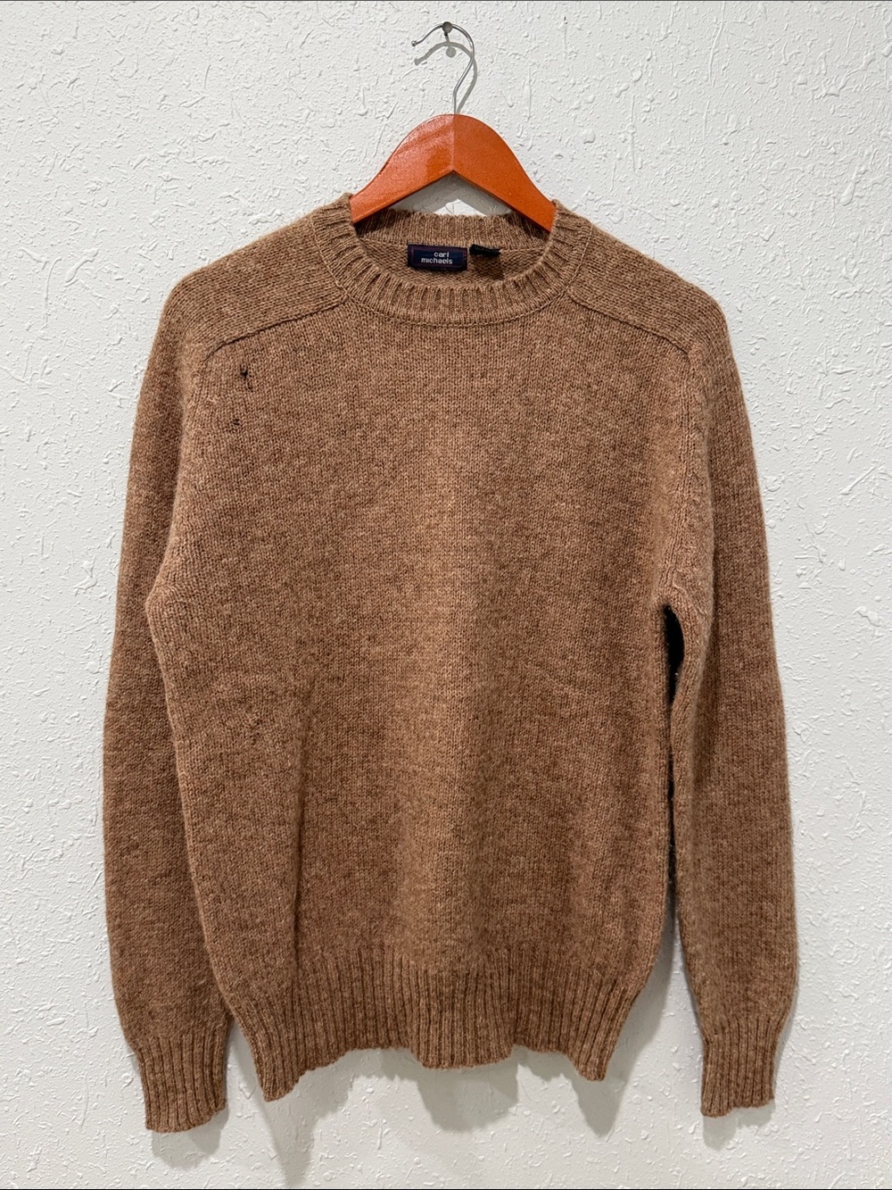 VTG Mens Brown Carl Michaels Sz L 100% Shetland Wool Grandpacore Knit Fisherman